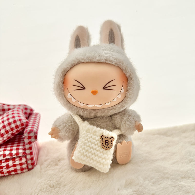 [Clothes only] The first, second and third generation keychain Labubu clothes pendant Labubu baby clothes striped buttons sweater set.