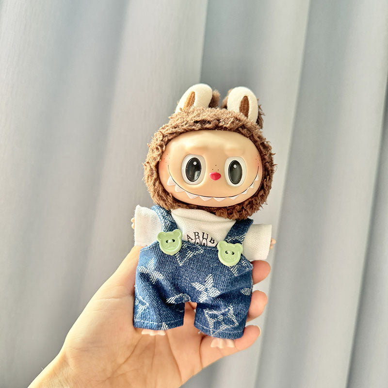 [Clothes only] Second-generation keychain Labubu clothes pendant Labubu sitting party big name overalls set