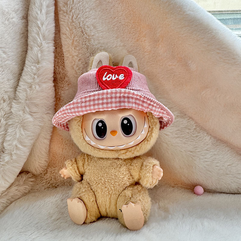 [Clothes only] 17cm blind box Labubu pendant baby clothes small animal hat Labubu trendy bucket hat accessories