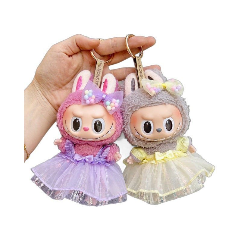 [Clothes only] 17cm pendant rabub clothes colored yarn sequined skirt set labubu doll clothes cute and cute