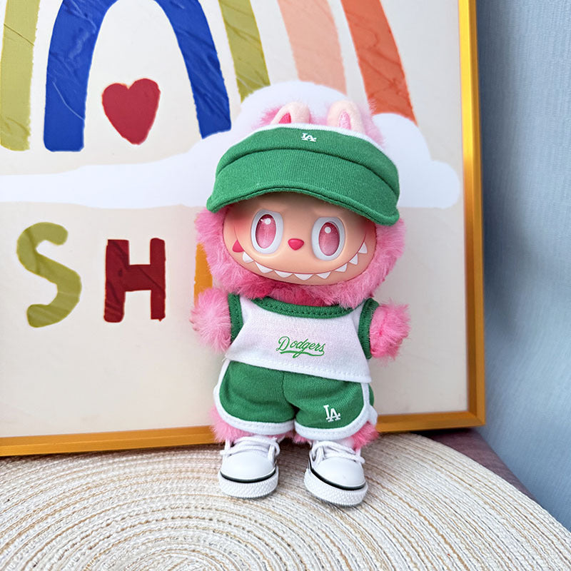 The first, second and third generation Labubu clothes pendant Labubu sitting party baby clothes peaked cap LA sports suit trend