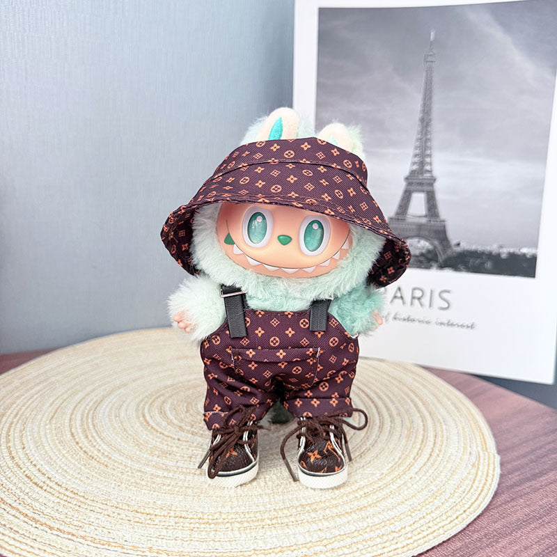 [Clothes only] One, two and three generations Labubu clothes pendant Labubu sitting baby clothes yellow big name bucket hat set
