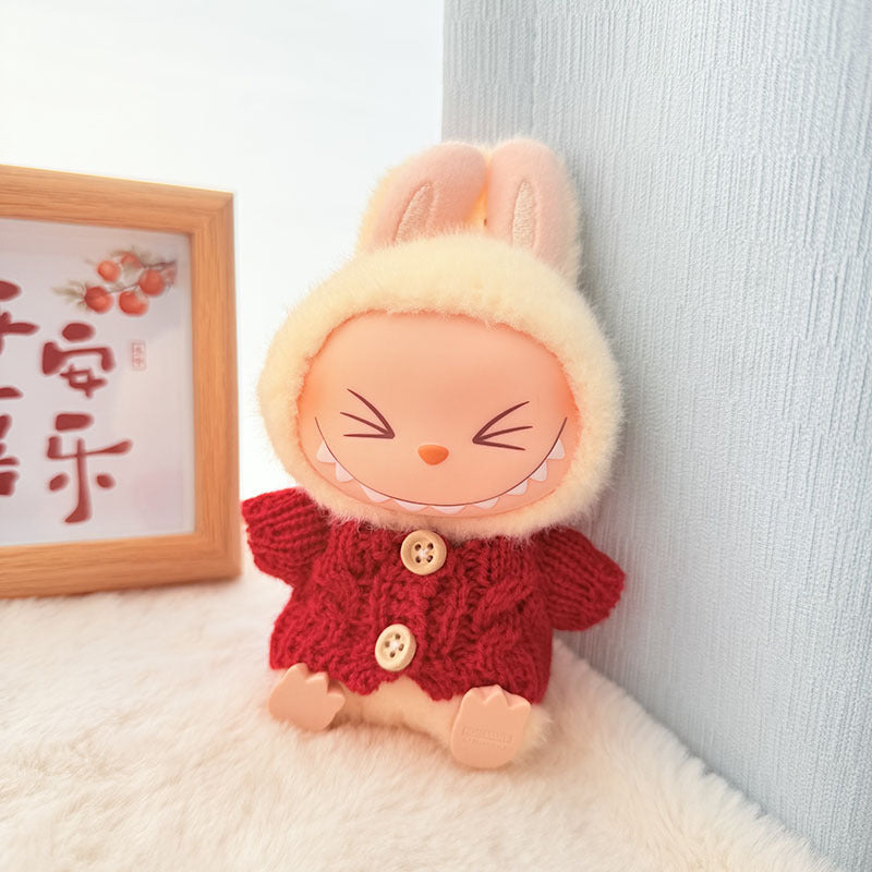 [Clothes only] One, two and three generations of keychains Labubu clothes pendant Labubu baby clothes knitted sweater hat set