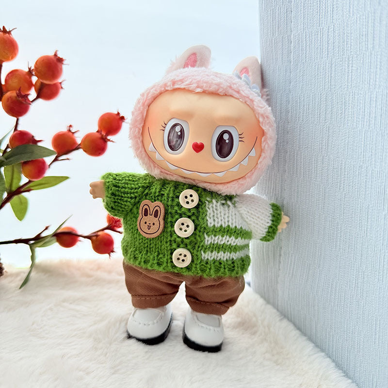 [Clothes only] First and second generation keychain Labubu clothes pendant Rab cloth button sweater jeans set cute