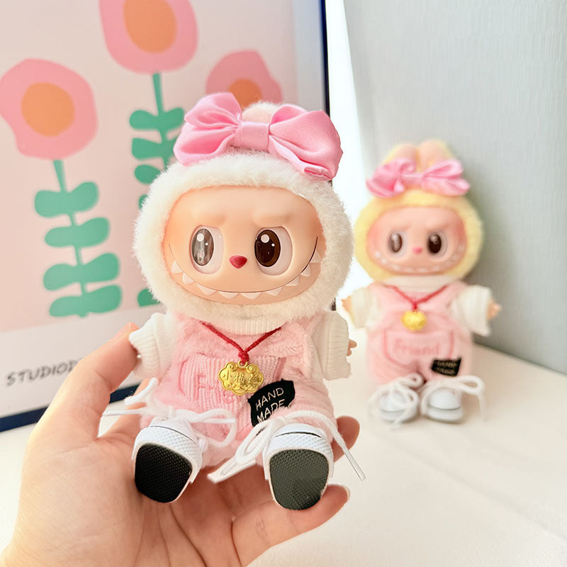 [Clothes only] First and second generation keychain Labubu clothes pendant Labubu baby clothes friendship powder overalls pants cover