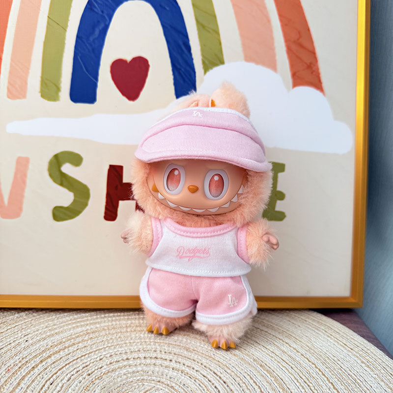The first, second and third generation Labubu clothes pendant Labubu sitting party baby clothes peaked cap LA sports suit trend