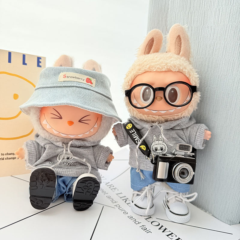 [Clothes only] First and second generation keychain Labubu clothes pendant Labubu baby clothes cloth head gray sweater set
