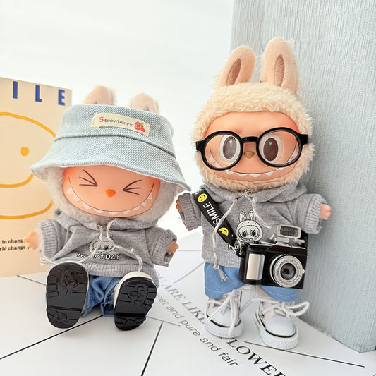 [Clothes only] First and second generation keychain Labubu clothes pendant Labubu baby clothes cloth head gray sweater set
