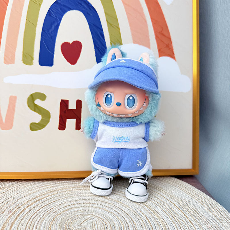 The first, second and third generation Labubu clothes pendant Labubu sitting party baby clothes peaked cap LA sports suit trend
