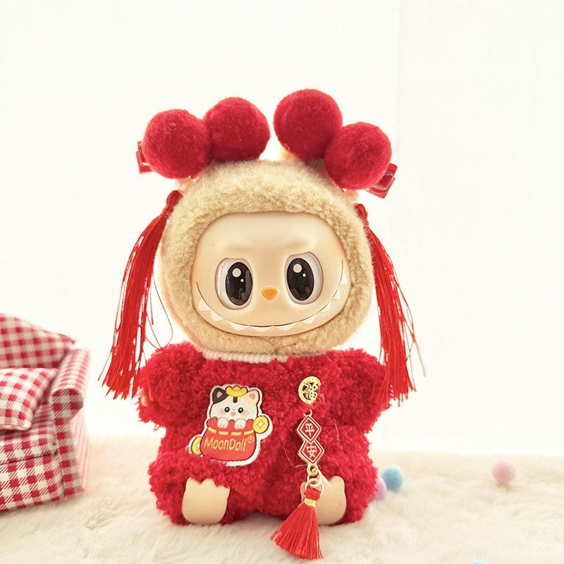 [Clothes only] First and second generation keychain Labubu clothes pendant Labubu New Year's baby clothes bottle overalls pants
