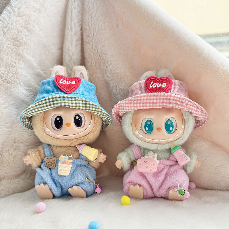 [Clothes only] First and second generation keychain Labubu clothes pendant Labubu bottle overalls + hat set
