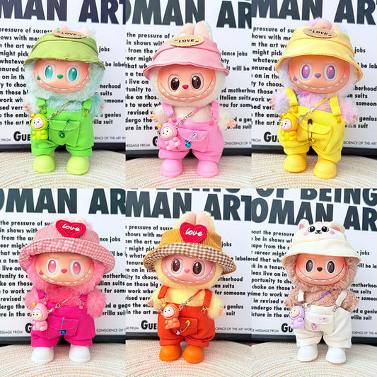 [Clothes only] First and second generation Labubu clothes pendant Labubu sitting baby clothes little craftsman overalls set