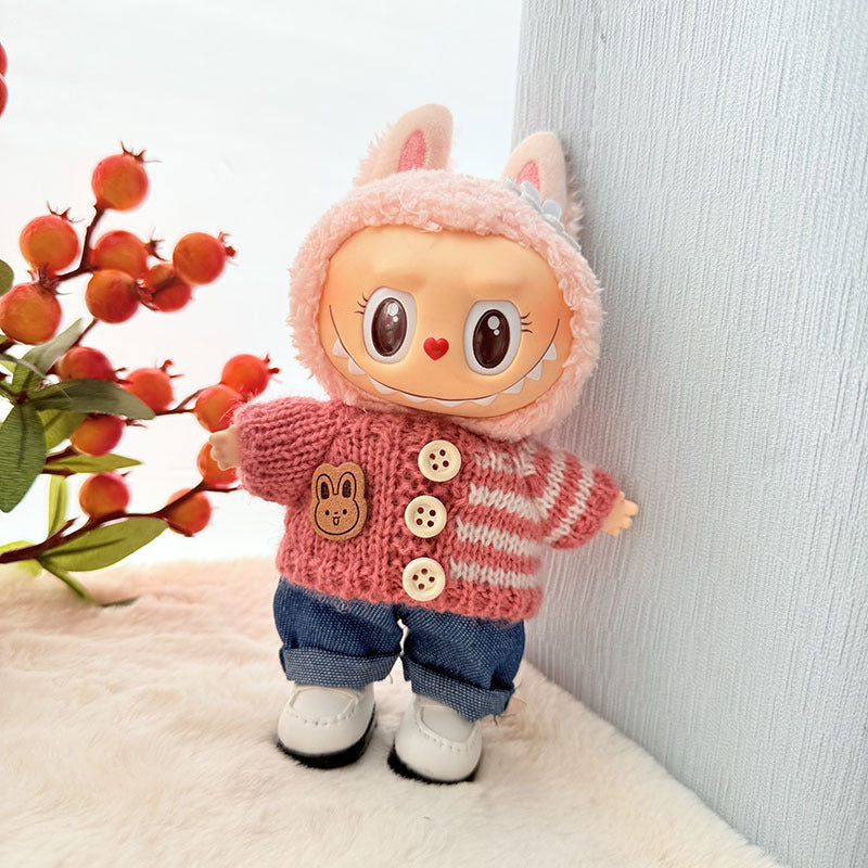 [Clothes only] First and second generation keychain Labubu clothes pendant Rab cloth button sweater jeans set cute