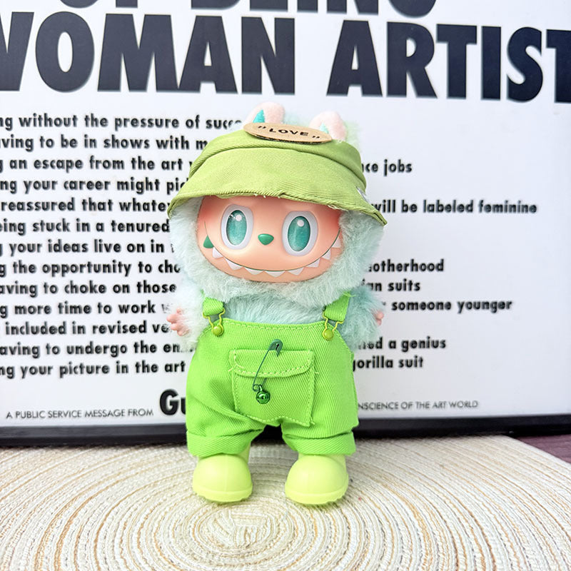 [Clothes only] First and second generation Labubu clothes pendant Labubu sitting baby clothes little craftsman overalls set