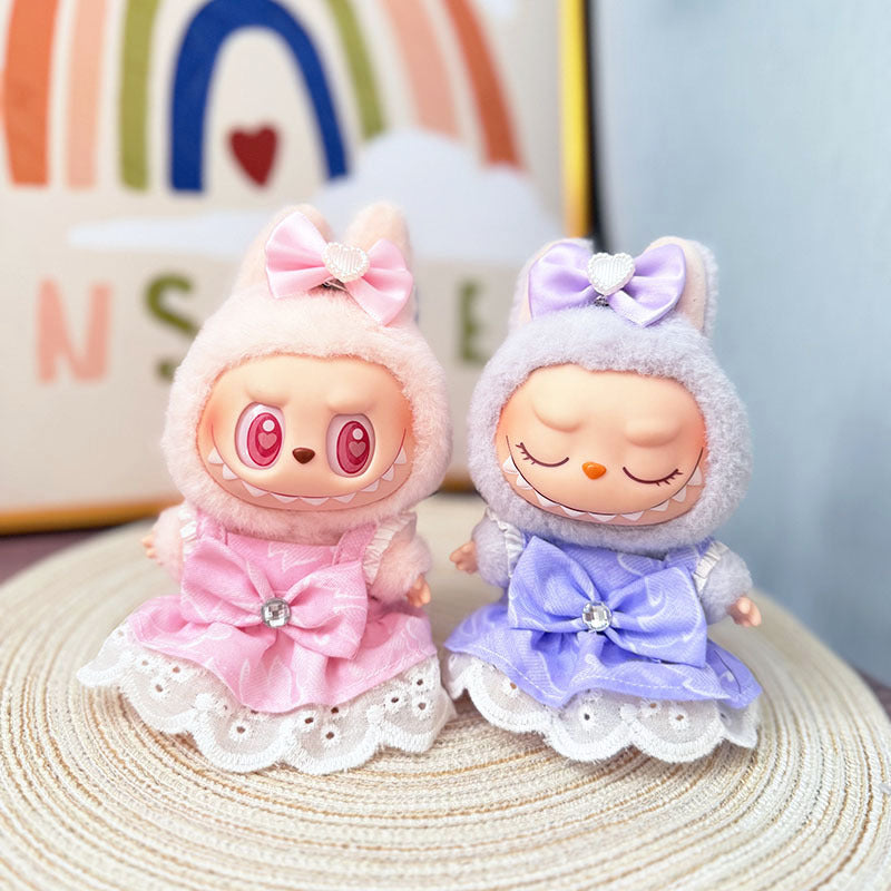 [Clothes only] One, two and three generations Labubu clothes pendant Labubu sitting baby clothes pink purple rhyme bow skirt