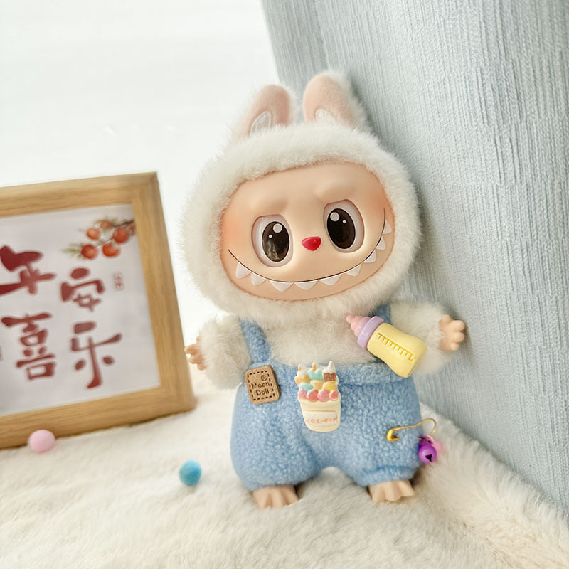 Clothes only] First and second generation Labubu clothes pendant Labubu sitting baby clothes love sweater bear earcap set