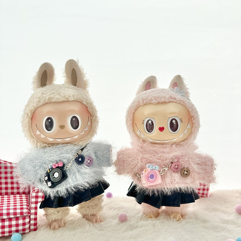 [Clothes only] First and second generation keychain Labubu clothes pendant Labubu baby clothes buttons wool sweater set cute