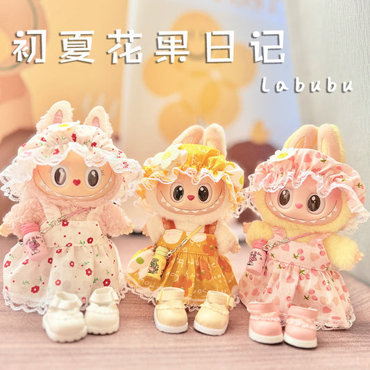 [Clothes only] First and second generation keychain Labubu clothes pendant Labubu baby clothes early summer flower and fruit diary skirt