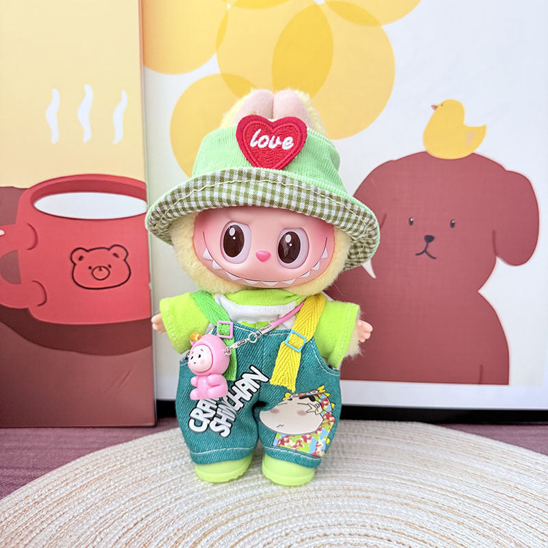 [Clothes only] One, two and three generations Labubu clothes pendant Labubu sitting baby clothes, small new overalls, cute and cute.