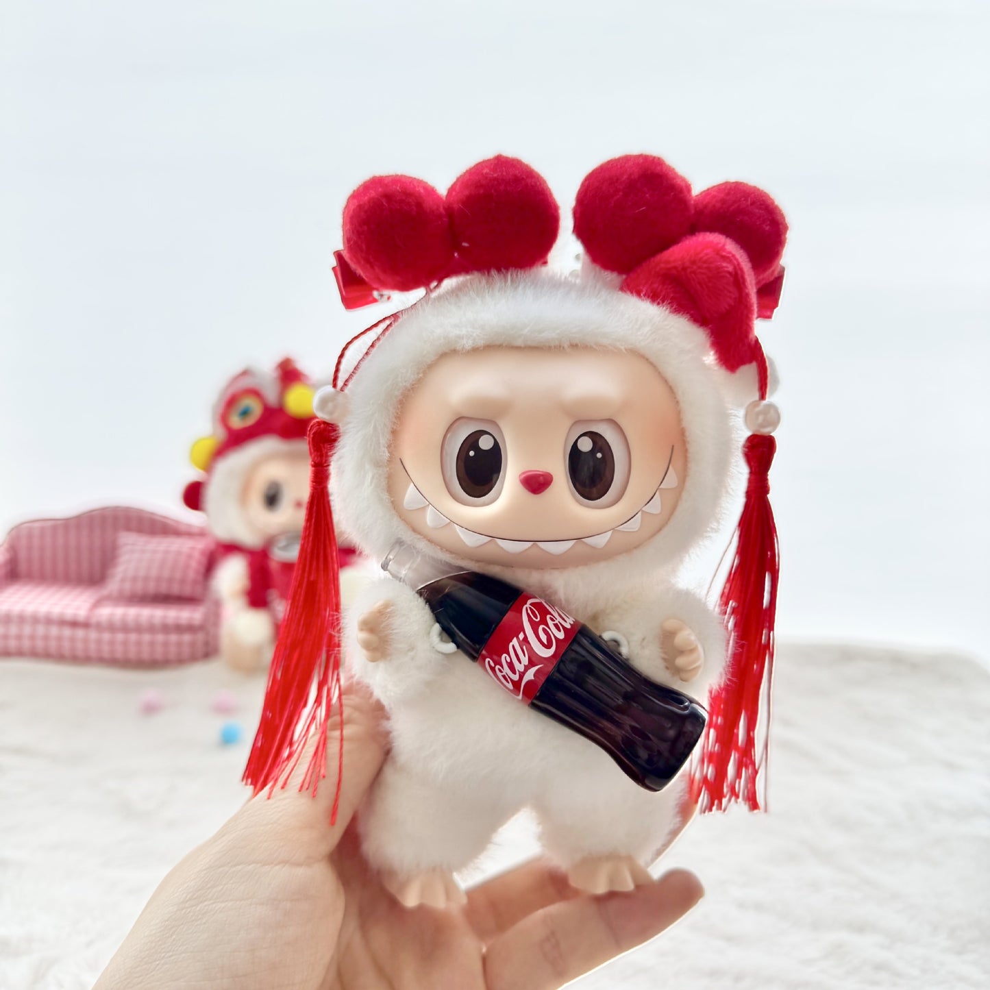 [Clothes only] First and second generation keychain Labubu clothes pendant Labubu Coke Happy Factor New Year set