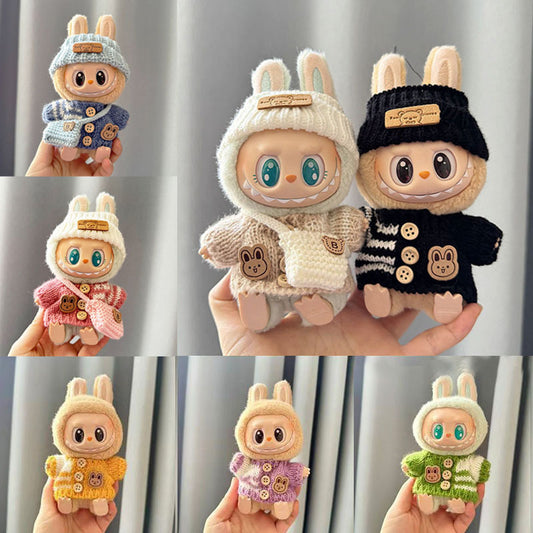 [Clothes only] First and second generation keychain Labubu clothes pendant Labubu sitting party bear label scarf hat