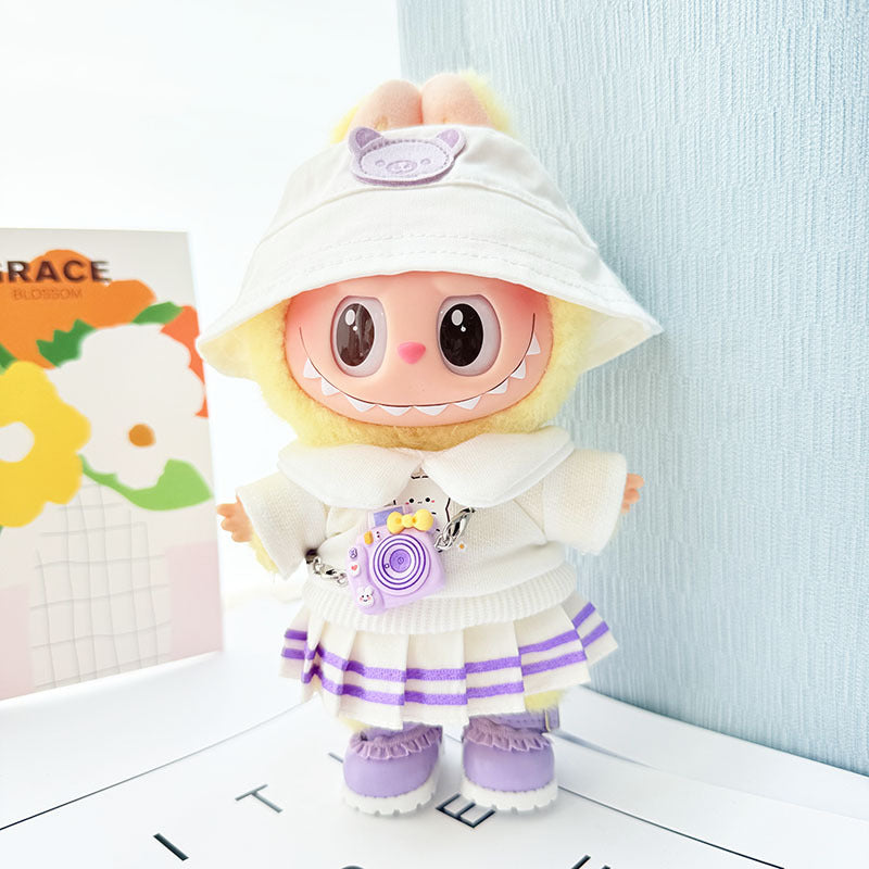 [Clothes only] 17cm Labubuva clothes LABUBU blind box sitting party first, second and third generation rainbow T suit.