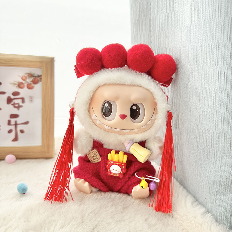 Clothes only] First and second generation Labubu clothes pendant Labubu sitting baby clothes love sweater bear earcap set