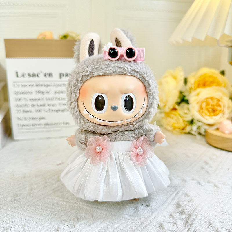 [Clothes only] 17cm pendant blind box rabub clothes Labubu doll baby clothes pin rabbit head skirt set