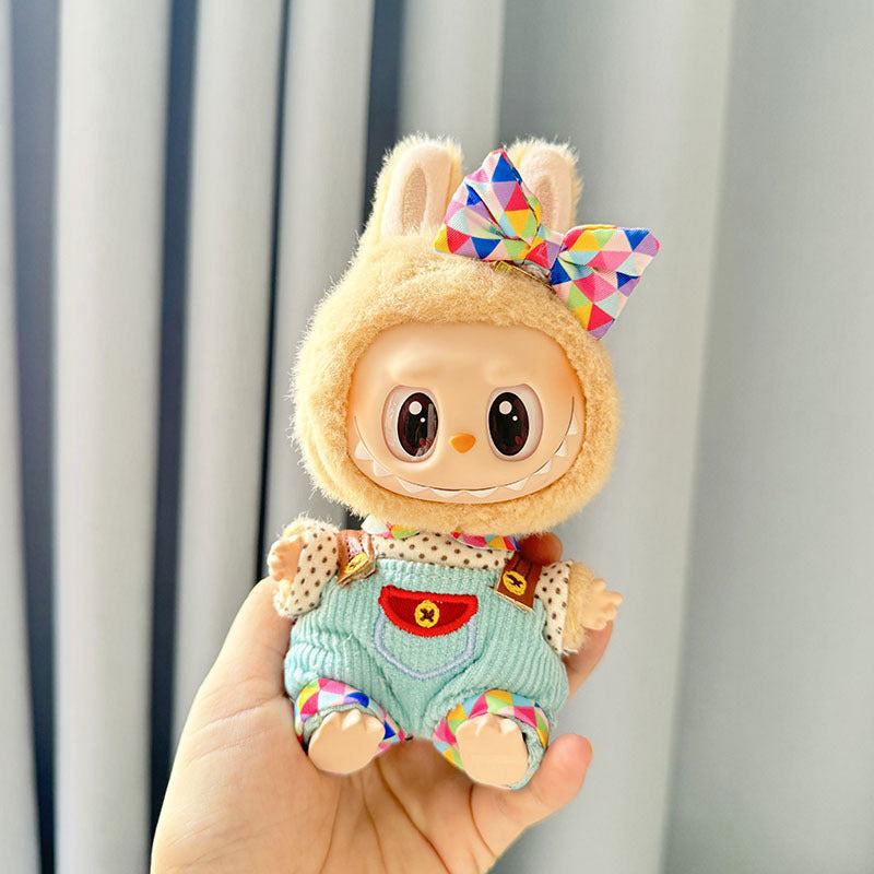 [Clothes only] First and second generation keychain Labubu clothes pendant Labu cloth color triangular brown polka dot strap set