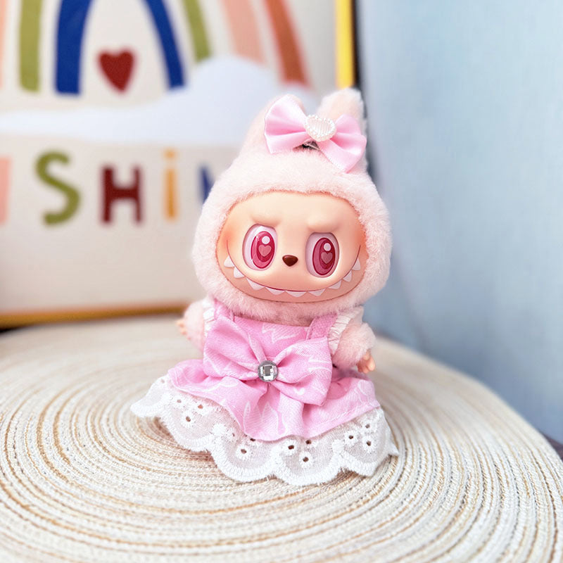 [Clothes only] One, two and three generations Labubu clothes pendant Labubu sitting baby clothes pink purple rhyme bow skirt