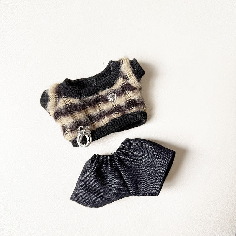 [Clothes only] First and second generation Labubu clothes pendant Labubu sitting party baby clothes handcuffs striped clothes suit