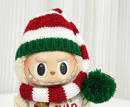 [Clothes only] Second-generation keychain Labubu clothes pendant Labubu sitting party biscuit man love hat
