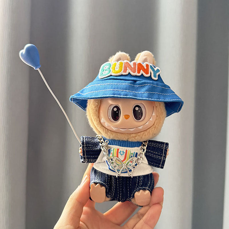 [Clothes only] First and second generation keychain Labubu clothes pendant Labubu sitting party blue balloon set