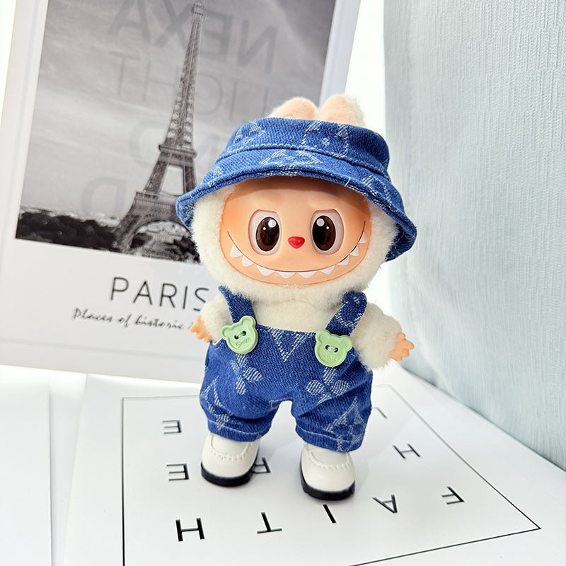 Clothes only] First and second generation Labubu clothes pendant Labubu sitting baby clothes four-leaf clover overalls set cute