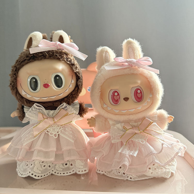 [Clothes only] 1st/2nd and 3rd generation Labubu clothes pendant Labubu sitting party baby clothes pink knot fairy skirt