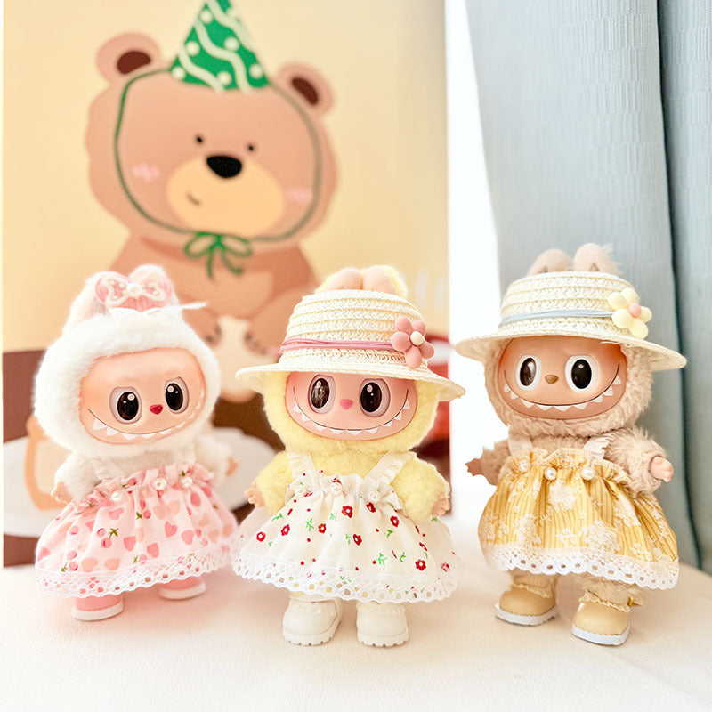 [Clothes only] First and second generation keychain Labubu clothes pendant Labubu baby clothes pastoral flower skirt cute