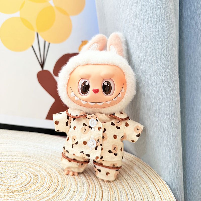[Clothes only] One, two and three generations Labubu clothes pendant Labubu sitting baby clothes milk tea puppy pajamas set