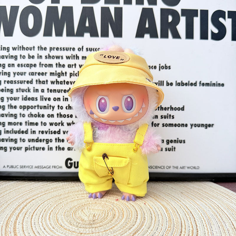 [Clothes only] First and second generation Labubu clothes pendant Labubu sitting baby clothes little craftsman overalls set