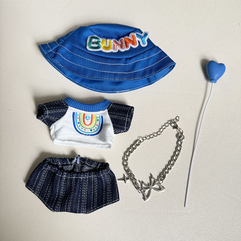 [Clothes only] First and second generation keychain Labubu clothes pendant Labubu sitting party blue balloon set