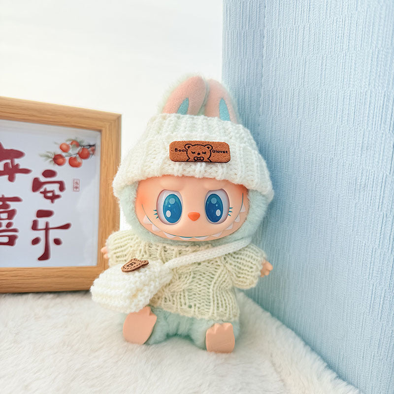 [Clothes only] One, two and three generations of keychains Labubu clothes pendant Labubu baby clothes knitted sweater hat set