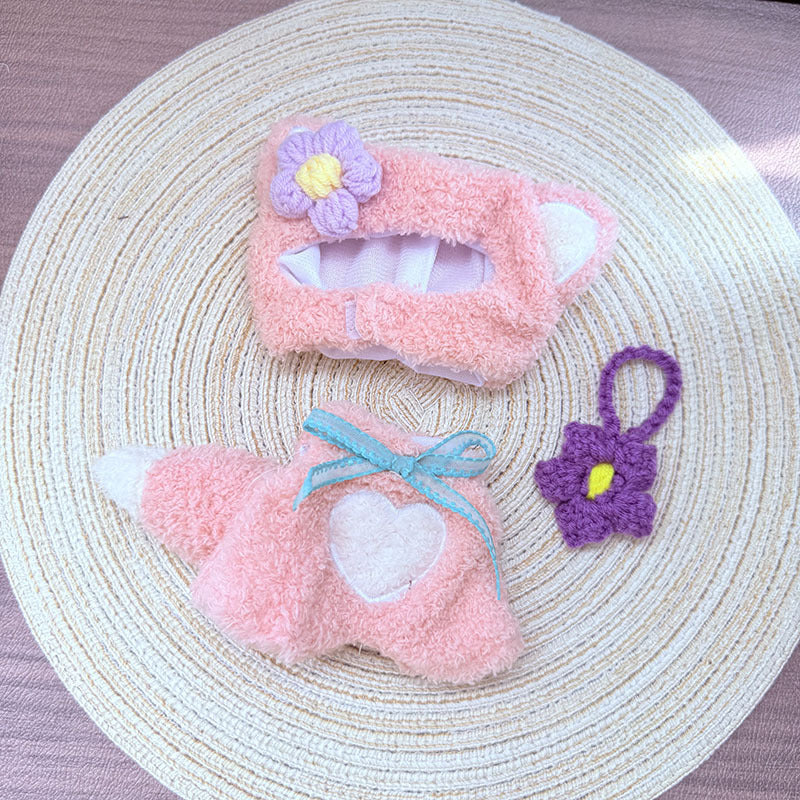 [Clothes only] 17cm Labubuwa clothes LABUBU blind box sitting party one, two or three generations of pink velvet fox clothes.
