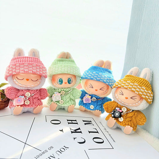 [Clothes only] One, two and three generations of keychains Labubu clothes pendant Labubu baby clothes knitted sweater hat set