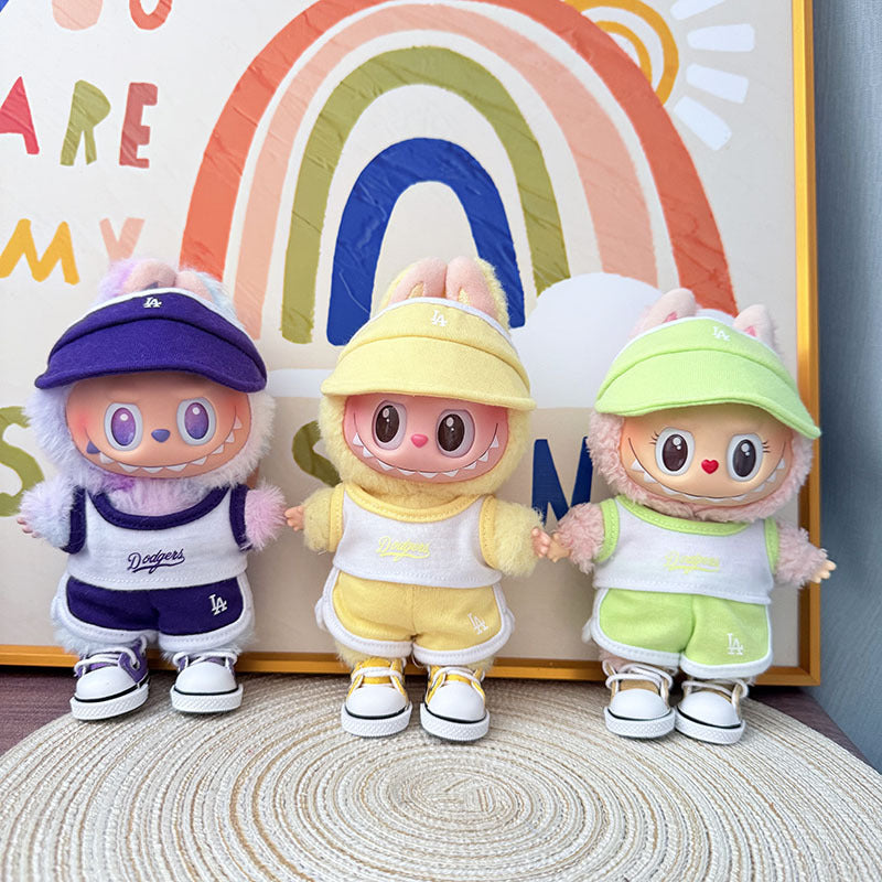 The first, second and third generation Labubu clothes pendant Labubu sitting party baby clothes peaked cap LA sports suit trend