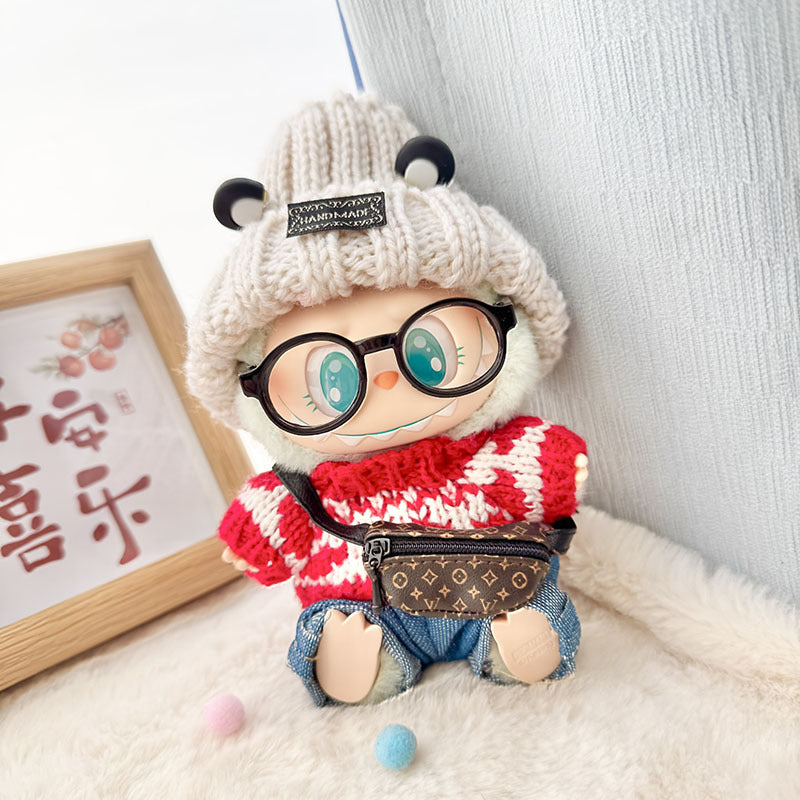 Clothes only] First and second generation Labubu clothes pendant Labubu sitting baby clothes love sweater bear earcap set