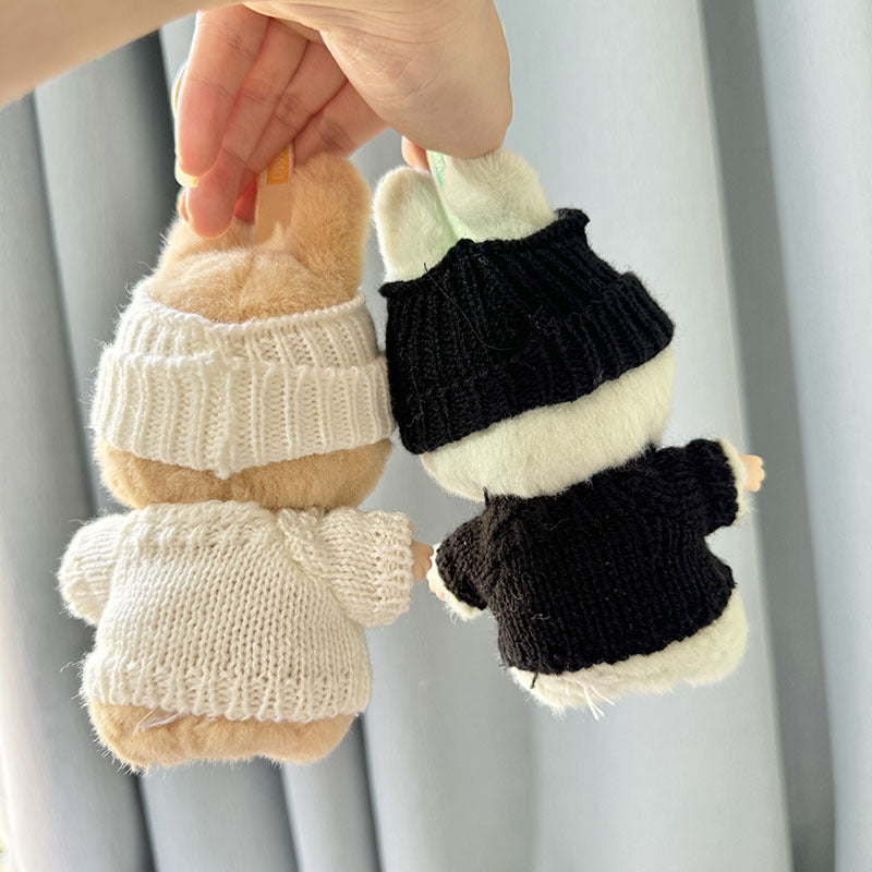 [Clothes only] Second-generation keychain Labubu clothes pendant Labubu sitting party wooden buckle sweater set