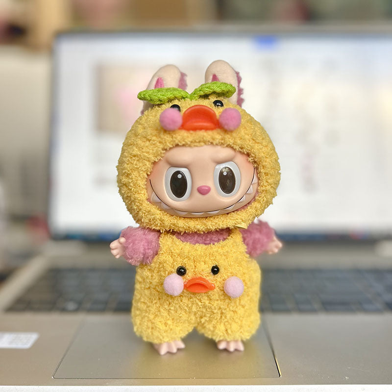 [Clothes only] 17cm pendant Labubu cloth for candy skirt + hairpin Labubu keychain baby clothes are cute and cute.