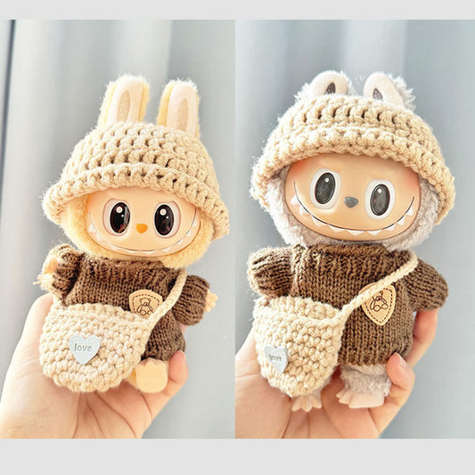 [Clothes only] One, two and three generations of keychains Labubu clothes pendant Labubu sweater headband Japanese three-piece set Moe