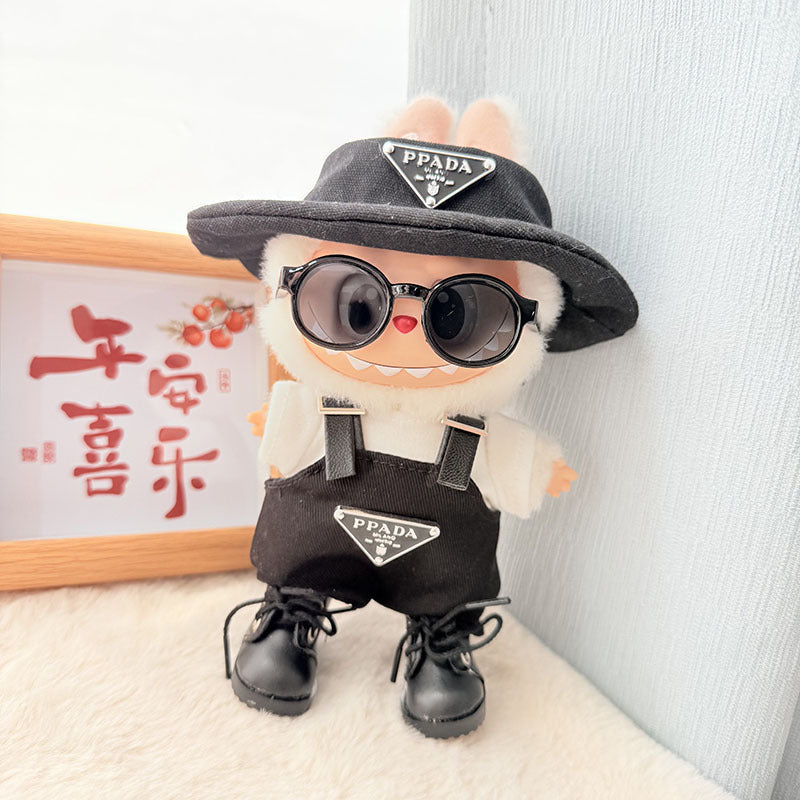 [Clothes only] First and second generation keychain Labubu clothes pendant Labubu baby clothes inverted triangle overalls hat