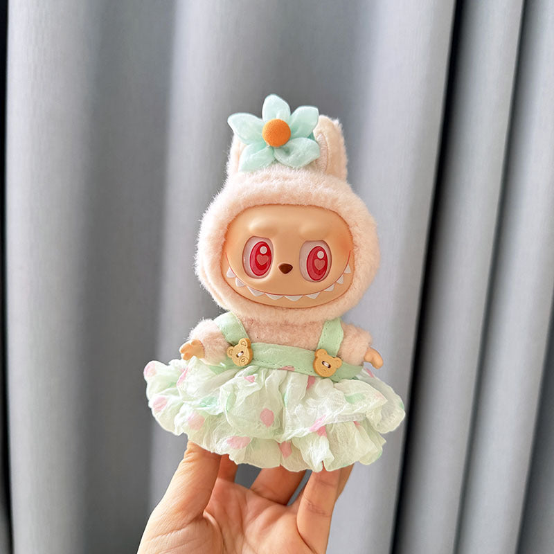 [Clothes only] First and second generation keychain Labubu clothes pendant Labubu baby clothes dress pearl hair accessories
