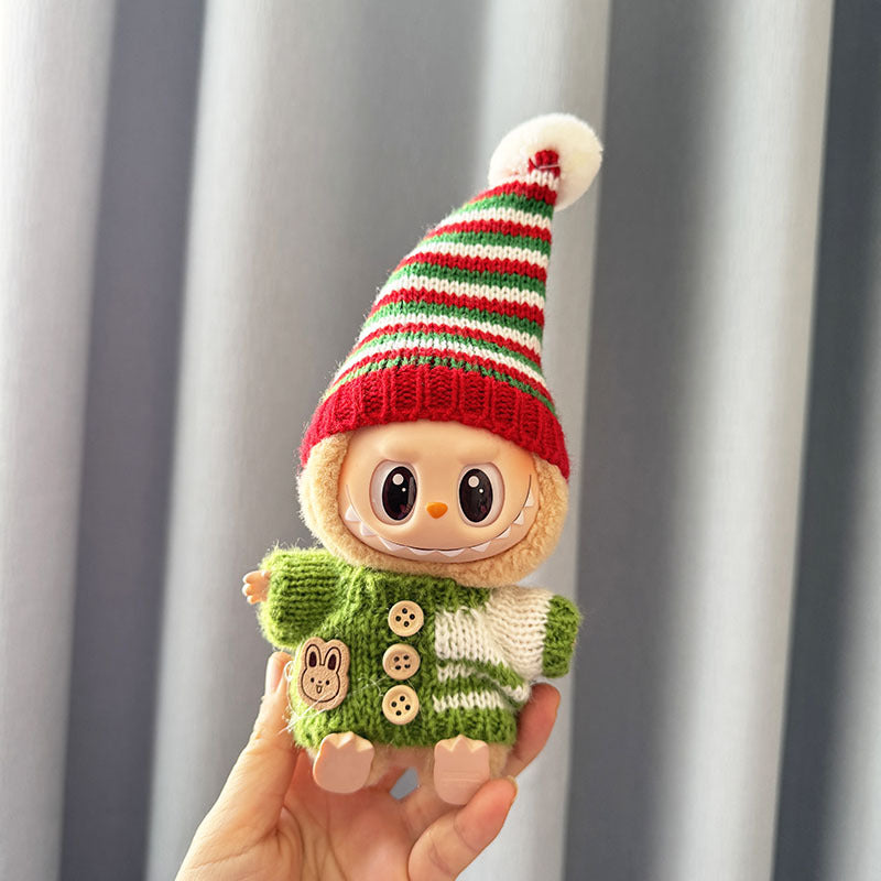 [Clothes only] 1st/2nd generation Labubu clothes pendant Labubu sitting party baby clothes striped buckle sweater